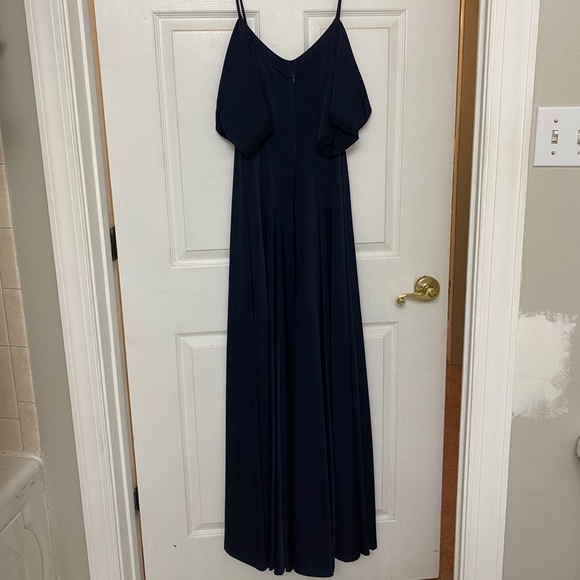 Navy Blue Off the Shoulder Maxi Dress - Picture 5 of 5